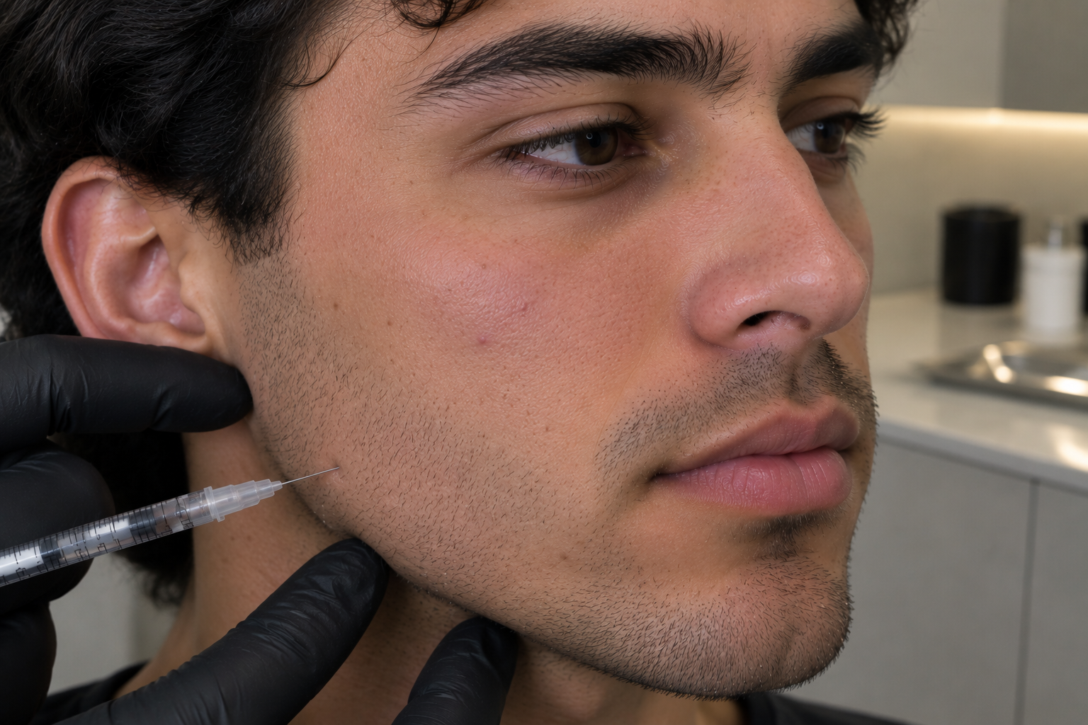 Rellenos dérmicos en mandíbula masculina